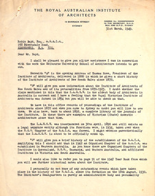Letter, The Royal Australian Institute of Architects, 31.03.1949