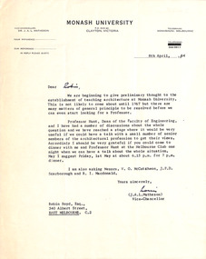 Letter, JAL Matheson to Robin Boyd, 08.04.1964