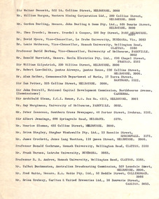 Document, List names and addresses, c. 1969