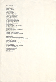 Document, Robin Boyd's CBE telegram list, 1971