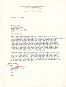 Letter, Peter Blake, Peter Blake to Patricia Boyd, 08.09.1975