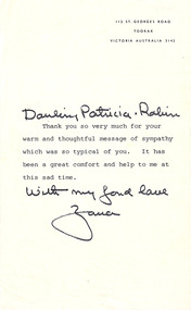 Letter, Zara Holt, Zara Holt to Patricia and Robin Boyd, Dec 1967-Jan 1968