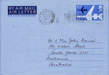 Letter - Aerogram, William Braun, 28.08.1978