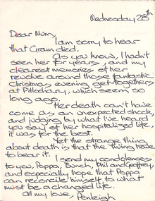 Letter, Penleigh Boyd, Penleigh Boyd to Patricia Boyd, 28.11.1973