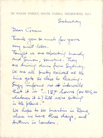 Letter, Robin Boyd, Robin Boyd to Gram, Dec-66