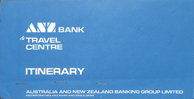 Document, ANZ travel centre, Itinerary for Mrs J Davies, 06.05.1975