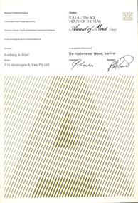 Certificate, RAIA/The Age House of the Year, 1972