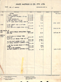 Document - Invoice, James McEwan and Co, 1958-1959