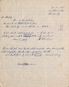 Document - Invoice, Gerald Fisher, 1958