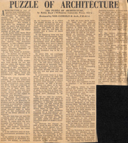 Newspaper - Clipping, Neil Clerehan, Puzzle of Robin Boyd, c. 1965