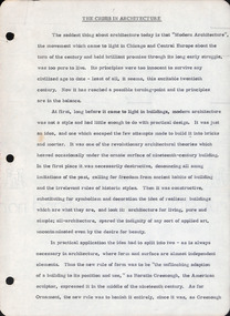 Document - Manuscript, Robin Boyd, The Crisis in Architecture