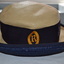 straw hat with blue ribbon band
