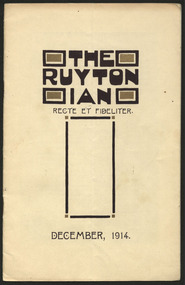 Magazine, Ruyton Girls' School, The Ruytonian, 1914