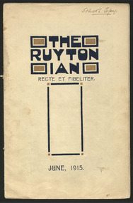 Magazine, Ruyton Girls' School, The Ruytonian, 1915