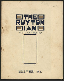Magazine, Ruyton Girls' School, The Ruytonian, 1915