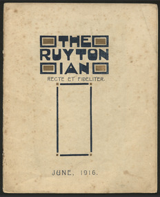 Magazine, Ruyton Girls' School, The Ruytonian, 1916