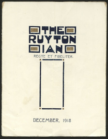 Magazine, Ruyton Girls' School, The Ruytonian, 1918