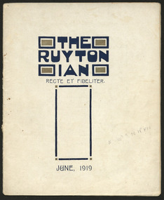 Magazine, Ruyton Girls' School, The Ruytonian, 1919