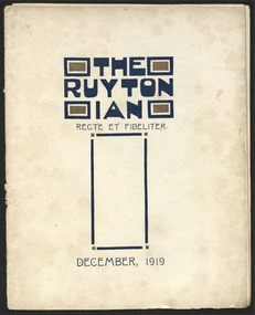 Magazine, Ruyton Girls' School, The Ruytonian, 1919