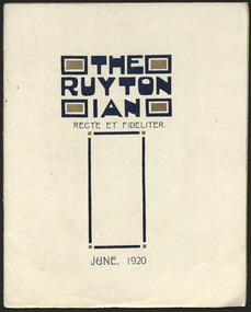 Magazine, Ruyton Girls' School, The Ruytonian, 1920