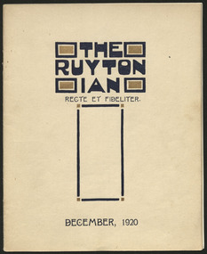 Magazine, Ruyton Girls' School, The Ruytonian, 1920