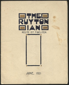 Magazine, Ruyton Girls' School, The Ruytonian, 1921