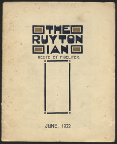 Magazine, Ruyton Girls' School, The Ruytonian, 1922
