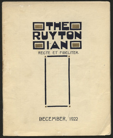 Magazine, Ruyton Girls' School, The Ruytonian, 1922