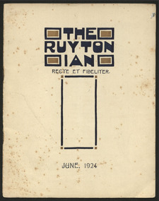 Magazine, Ruyton Girls' School, The Ruytonian, 1924