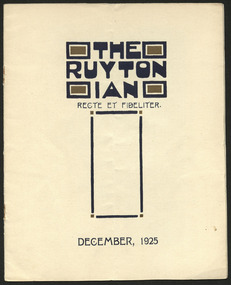 Magazine, Ruyton Girls' School, The Ruytonian, 1925