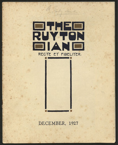 Magazine, Ruyton Girls' School, The Ruytonian, 1927