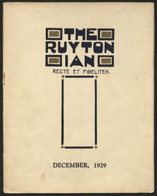 Magazine, Ruyton Girls' School, The Ruytonian, 1929