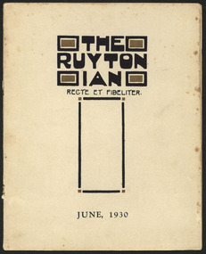 Magazine, Ruyton Girls' School, The Ruytonian, 1930