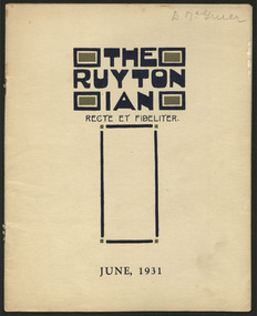 Magazine, Ruyton Girls' School, The Ruytonian, 1931
