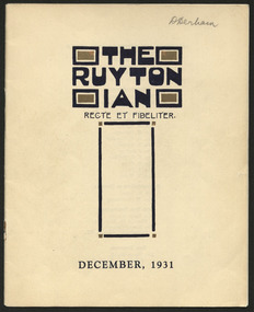 Magazine, Ruyton Girls' School, The Ruytonian, 1931
