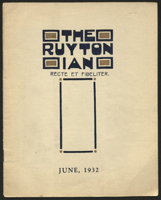 Magazine, Ruyton Girls' School, The Ruytonian, 1932