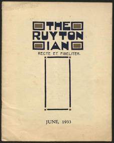 Magazine, Ruyton Girls' School, The Ruytonian, 1933