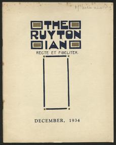 Magazine, Ruyton Girls' School, The Ruytonian, 1934