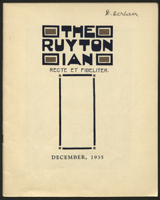 Magazine, Ruyton Girls' School, The Ruytonian, 1935