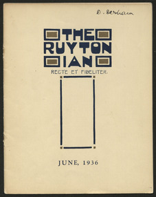 Magazine, Ruyton Girls' School, The Ruytonian, 1936