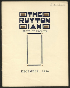 Magazine, Ruyton Girls' School, The Ruytonian, 1936
