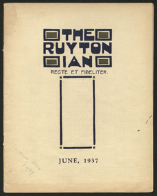 Magazine, Ruyton Girls' School, The Ruytonian, 1937