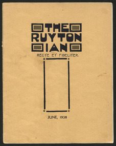 Magazine, Ruyton Girls' School, The Ruytonian, 1938