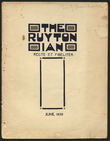 Magazine, Ruyton Girls' School, The Ruytonian, 1939
