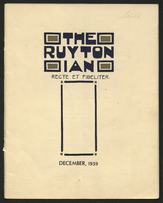 Magazine, Ruyton Girls' School, The Ruytonian, 1939