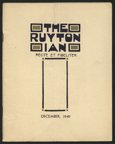Magazine, Ruyton Girls' School, The Ruytonian, 1940