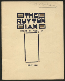 Magazine, Ruyton Girls' School, The Ruytonian, 1941