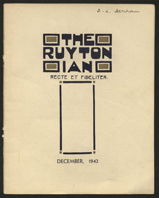 Magazine, Ruyton Girls' School, The Ruytonian, 1942