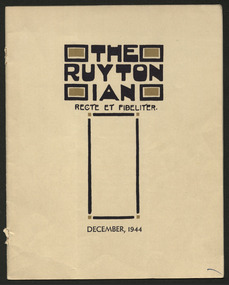 Magazine, Ruyton Girls' School, The Ruytonian, 1944