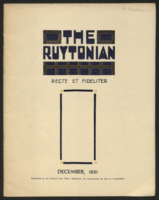 Magazine, Ruyton Girls' School, The Ruytonian, 1951